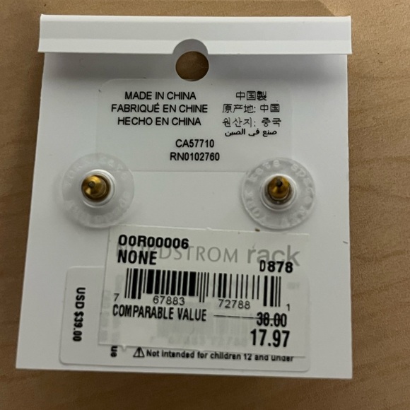 Kate spade cubic zirconia CZ gold crystal studs earrings nwt - Picture 2 of 4